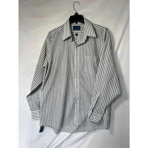 Men's Towncraft vintage Button Down‎ Shirt Size 17 34/35 White Blue